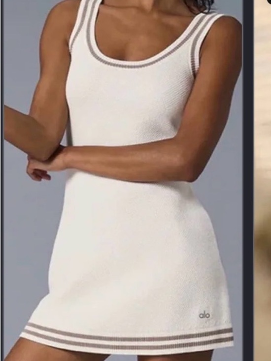 ALO Yoga Dresses & Skirts - ALO Yoga Ivory Sweater Knit Dress with Gravel Trim